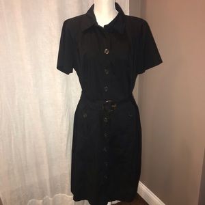 🌺 (2/$10) Alfani Black Button Down Belted Dress